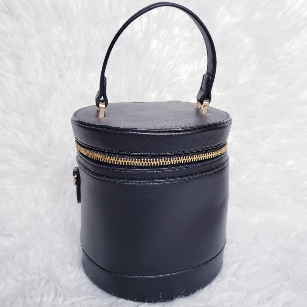 SALE Black cylindrical handbag purse